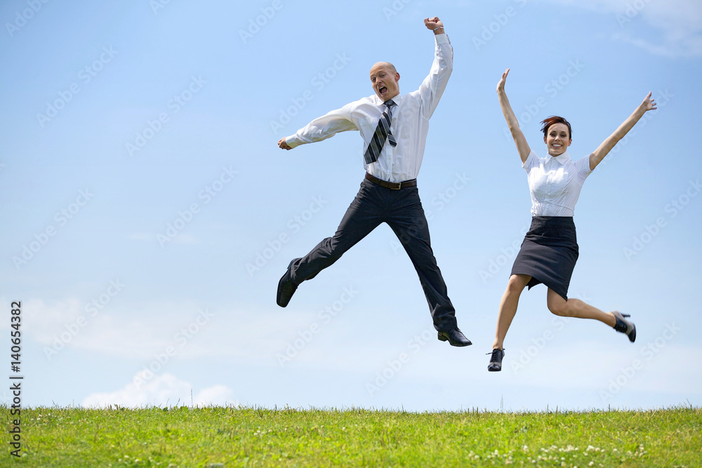 Portrait of business couple enjoying in park Portrait of business couple enjoying in park