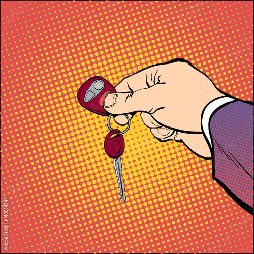Man holding car keys. Hand hold keys. Hand with a car key. Key car.vector illustration. Hand holding and giving keys. Hand giving car keys.
