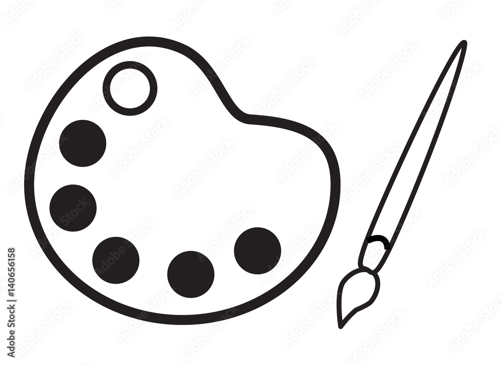 Paint palette board with paint brush. Paint palette board with paint brush.