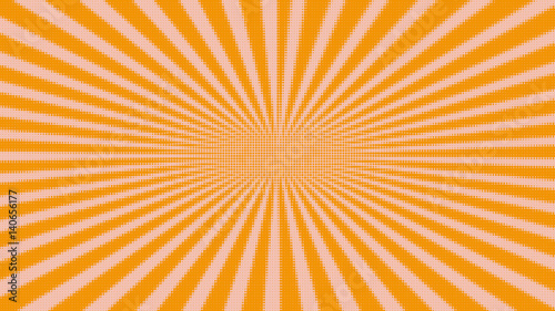 Colorful retro rays comic background, raster gradient halftone pop art style.
