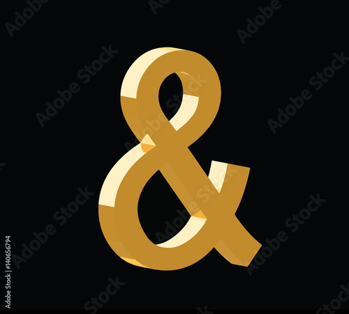 golden 3d symbol representing the word and isolated on black background