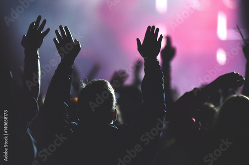 Rear view of crowd enjoying during concert