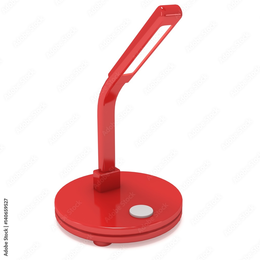 Led Sensor Desk Red Lamp. 3D render isolated on white background. Template for Object Presentation.