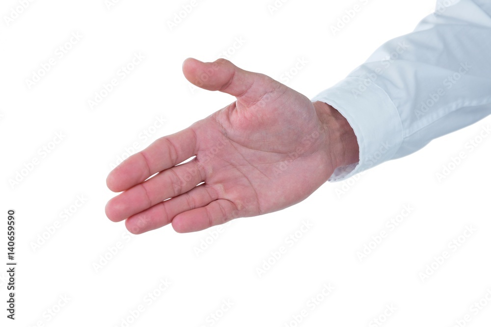Hand of man gesturing against white background Hand of man gesturing against white background