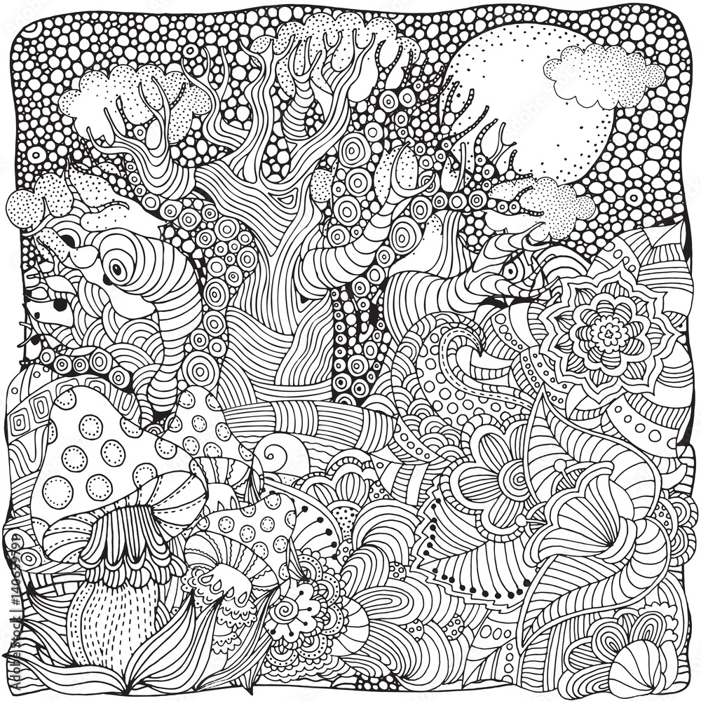 Fantasy fairy mushrooms in the magic forest.