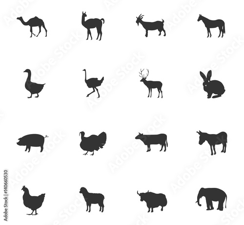 farm animals icon set