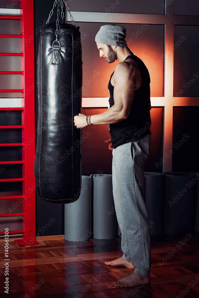 Man practicing boxing