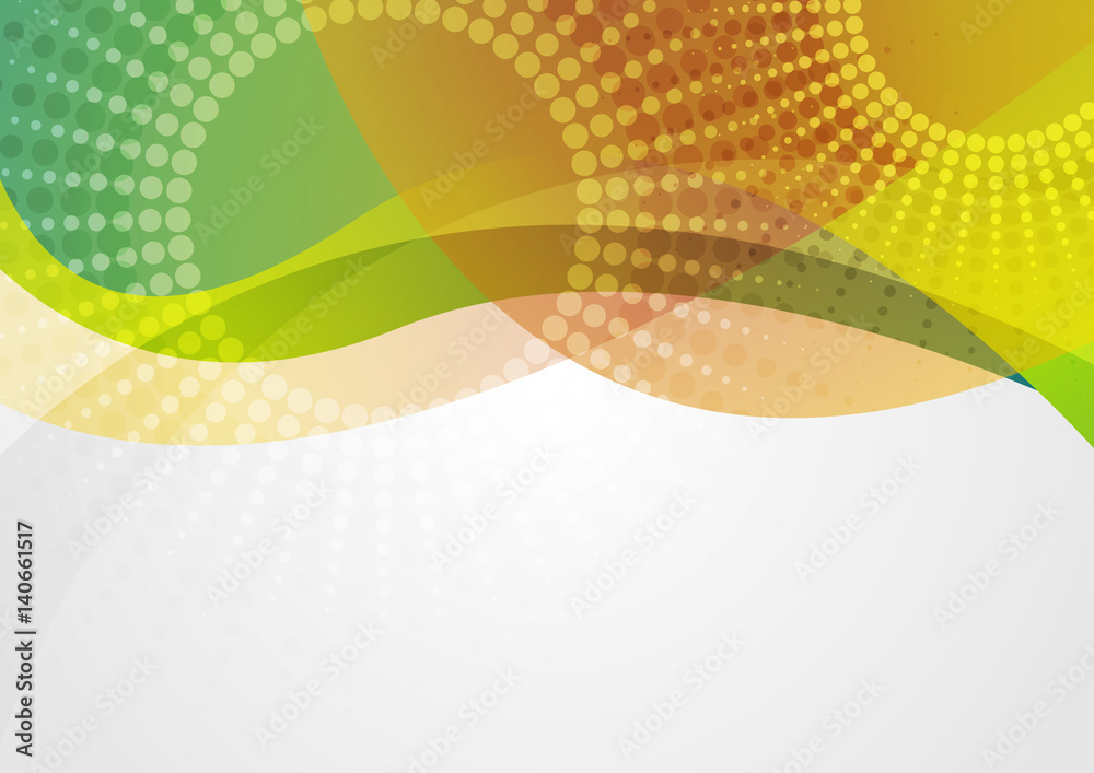 Abstract colorful waves with halftone circles