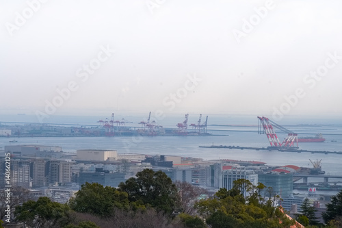 Aerial view of Kobe city in Japan