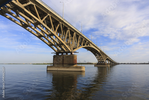 Saratov Bridge crosses the Volga River and connects Saratov and Engels  Russia  length is 2 803.7 meters 