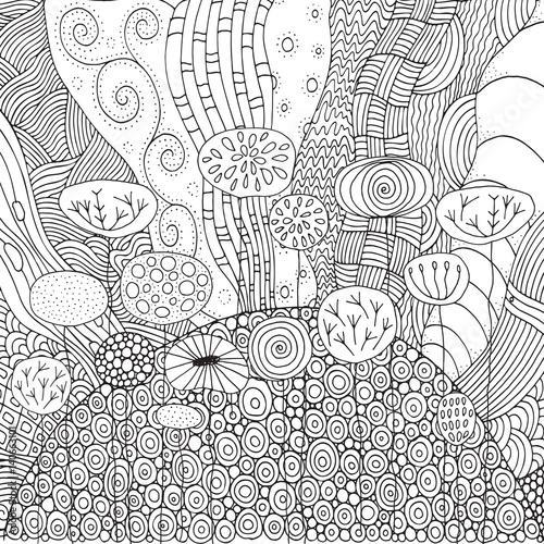 Black and white fantasy picture with flowers.