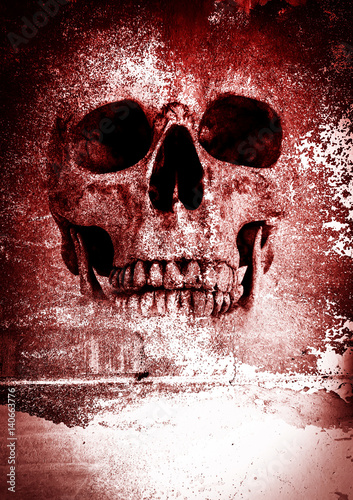 Horror Skull,Scary Background For Halloween Concept And Movie Poster Project 