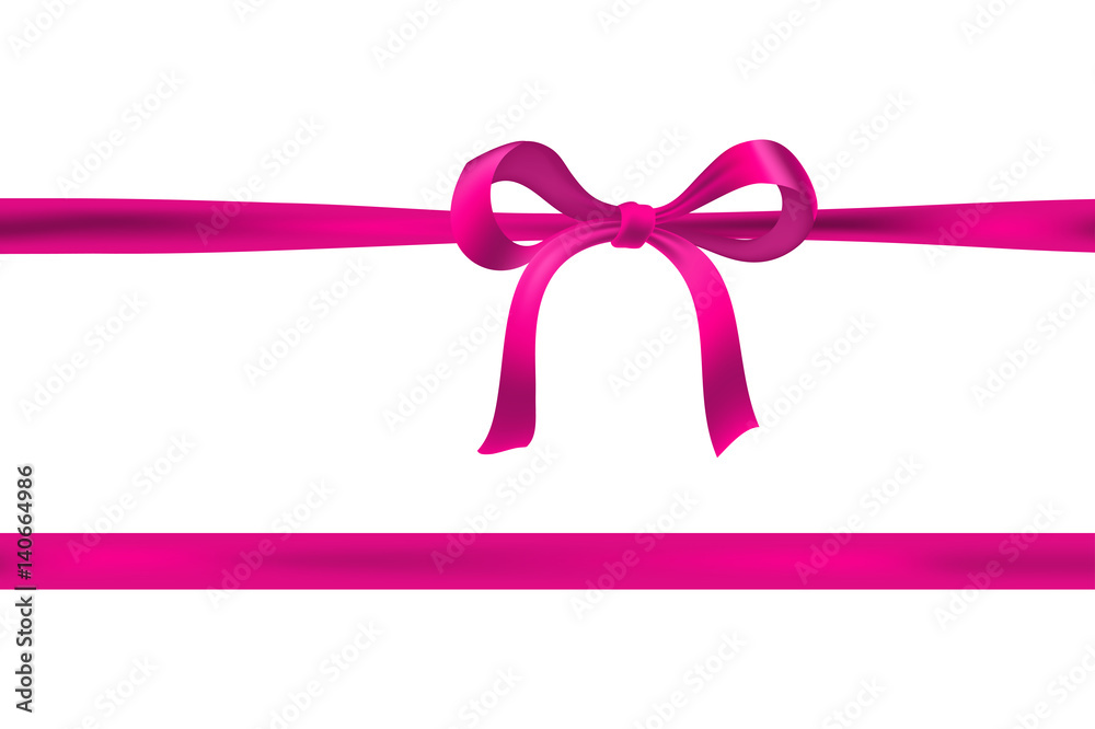 pink bow on white with horizontal ribbon. vector pink bow on white with horizontal ribbon. vector