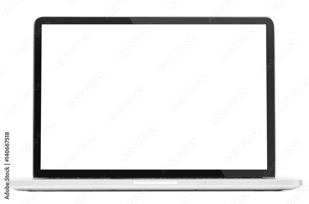 Modern laptop computer with blank screen isolated on white background Modern laptop computer with blank screen isolated on white background