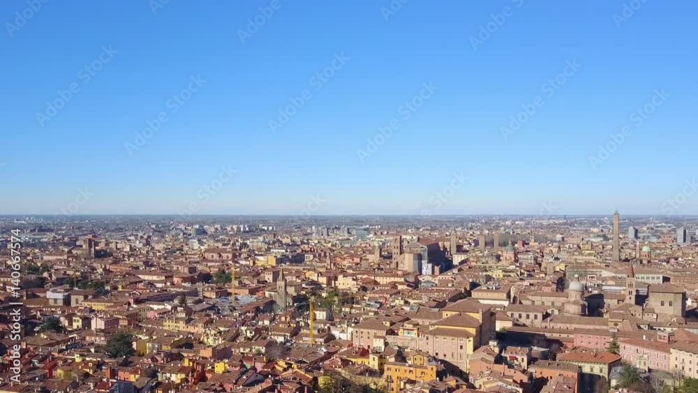 bologna aerial view flying to the city center bologna aerial view flying to the city center