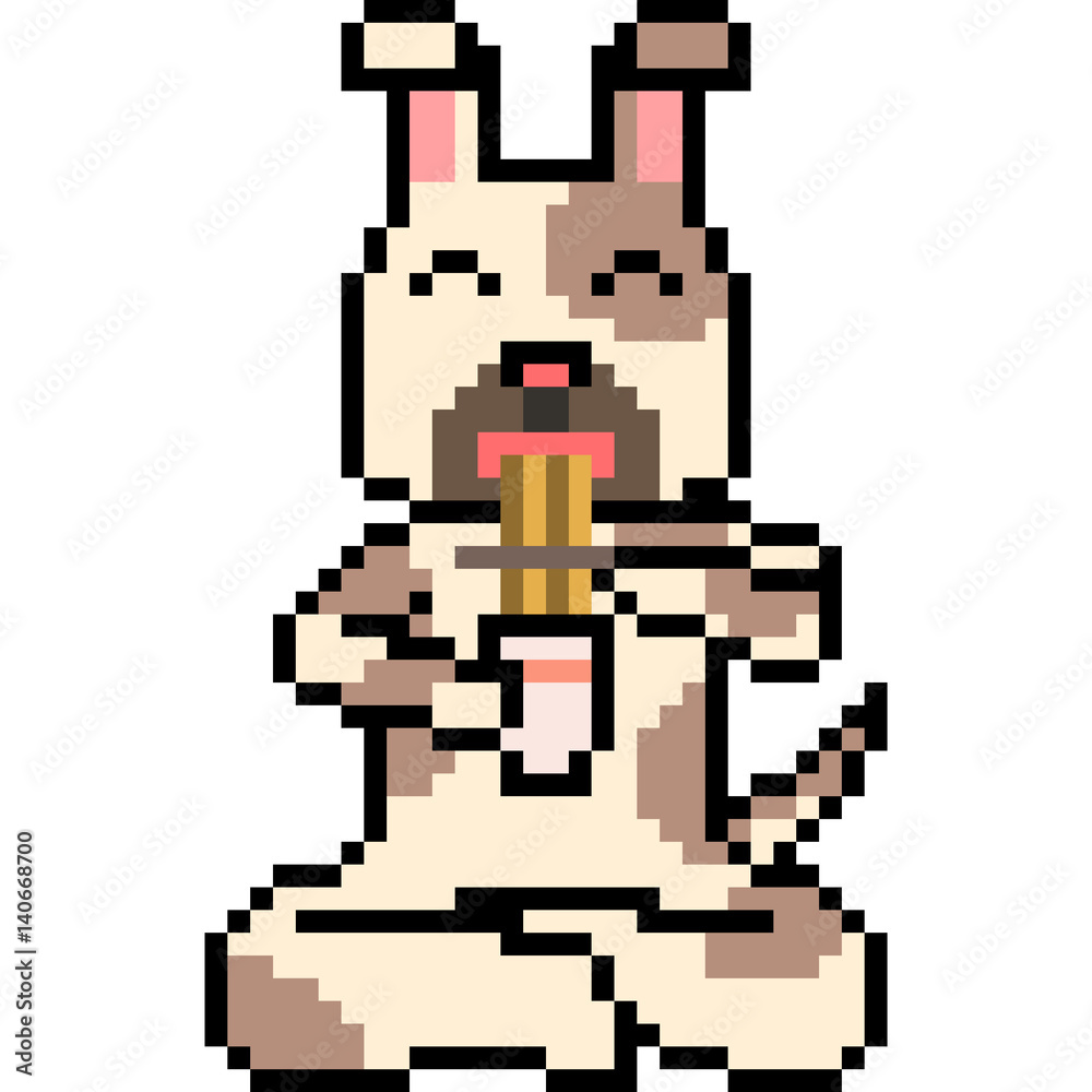 Obraz premium vector pixel art noodle lunch dog