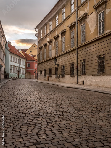 Old cobble street in Prague Castle district