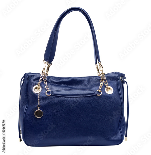 Blue female purse isolated on white