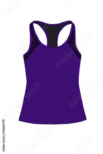 dark purple sports top with racerback, isolated on white background