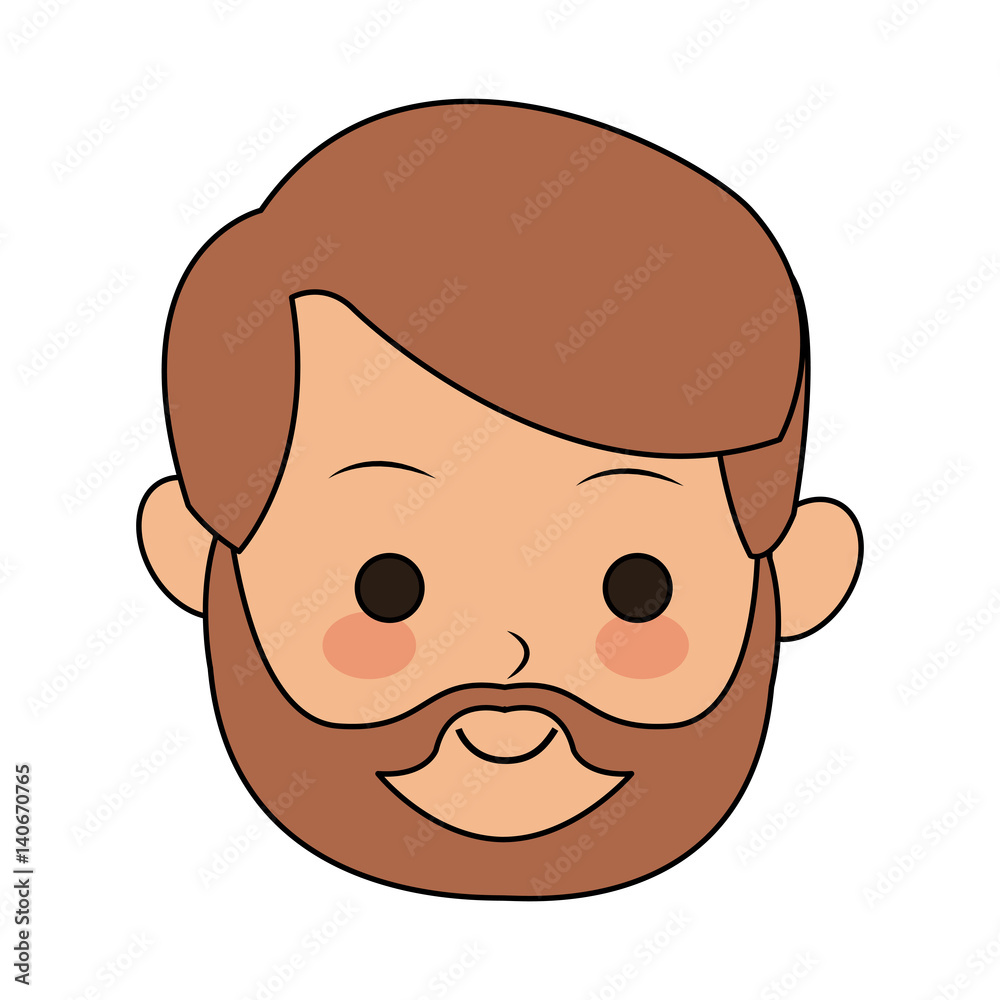 Obraz premium bearded man cute cartoon icon image vector illustration design 