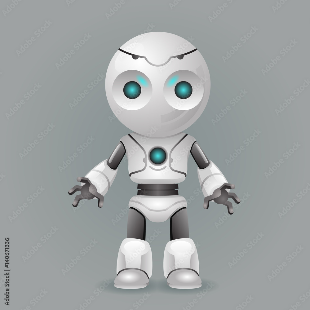 Innovation technology science fiction future cute little 3d robot design vector illustration Innovation technology science fiction future cute little 3d robot design vector illustration