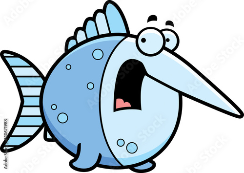 Scared Cartoon Swordfish