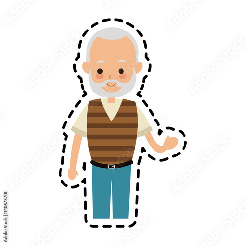 elderly grey haired man cute cartoon icon image vector illustration design 