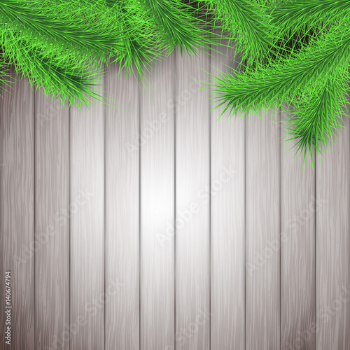 Fir tree branches rustic Christmas layout