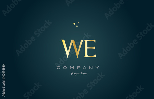 we w e  gold golden luxury alphabet letter logo icon template