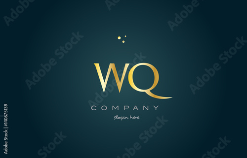 wq w q gold golden luxury alphabet letter logo icon template