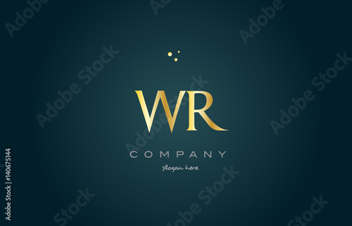 wr w r gold golden luxury alphabet letter logo icon template