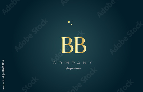 bb b b  gold golden luxury alphabet letter logo icon template