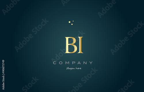 bi b i  gold golden luxury alphabet letter logo icon template