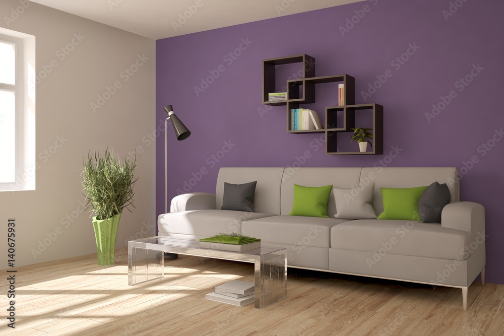 White modern room with sofa. Scandinavian interior design. 3D illustration White modern room with sofa. Scandinavian interior design. 3D illustration
