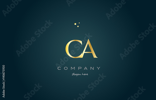 ca c a gold golden luxury alphabet letter logo icon template