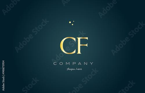 cf c f  gold golden luxury alphabet letter logo icon template