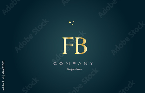 fb f b gold golden luxury alphabet letter logo icon template