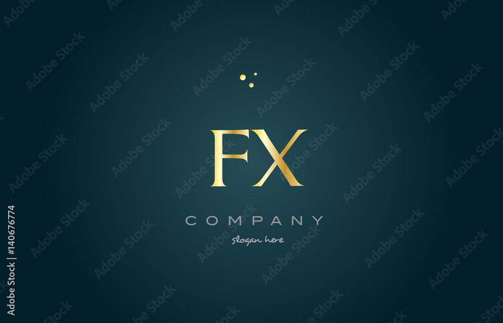 fx f x gold golden luxury alphabet letter logo icon template Stock