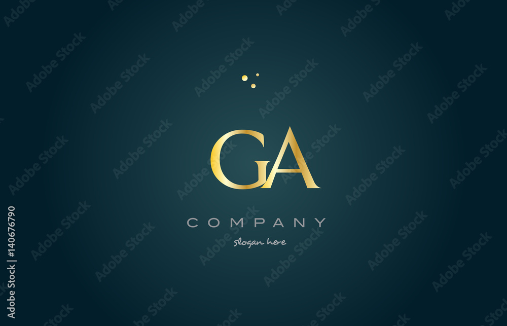 ga g a  gold golden luxury alphabet letter logo icon template - obrazy, fototapety, plakaty 