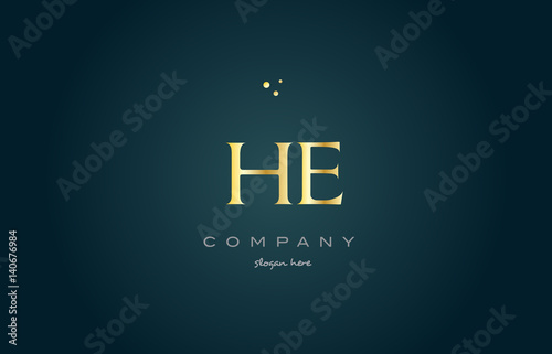 he h e  gold golden luxury alphabet letter logo icon template