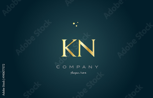 kn k n  gold golden luxury alphabet letter logo icon template