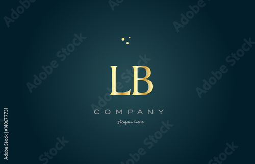 lb l b gold golden luxury alphabet letter logo icon template