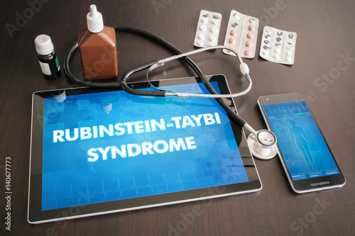 Rubinstein-Taybi syndrome (cutaneous disease) diagnosis medical concept on tablet screen with stethoscope photo