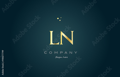 ln l n gold golden luxury alphabet letter logo icon template