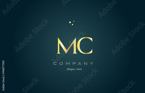 mc m c  gold golden luxury alphabet letter logo icon template