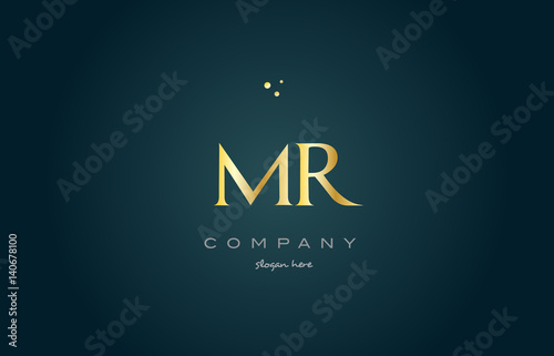 mr m r  gold golden luxury alphabet letter logo icon template