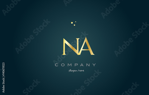 na n a  gold golden luxury alphabet letter logo icon template