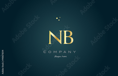 nb n b gold golden luxury alphabet letter logo icon template