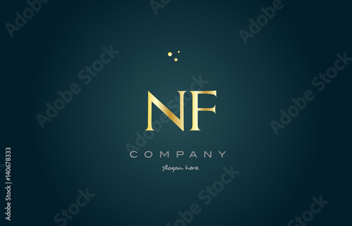 nf n f  gold golden luxury alphabet letter logo icon template photo
