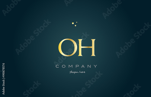 oh o h  gold golden luxury alphabet letter logo icon template